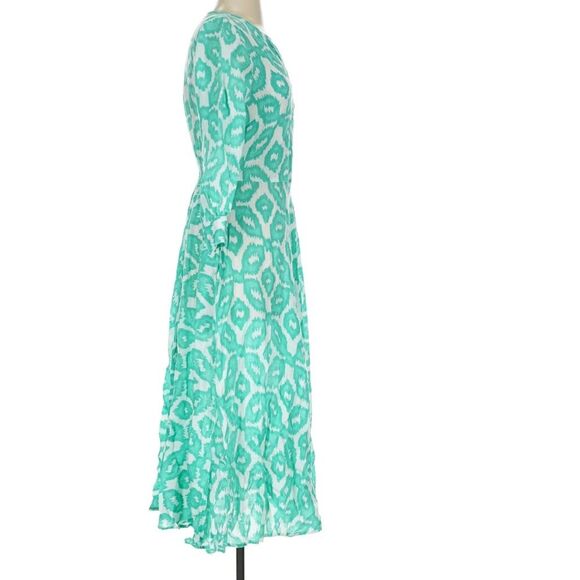 NIMO with LOVE 100% Linen Mint Green Long Sleeve Resort Maxi Dress Size S - Picture 4 of 7